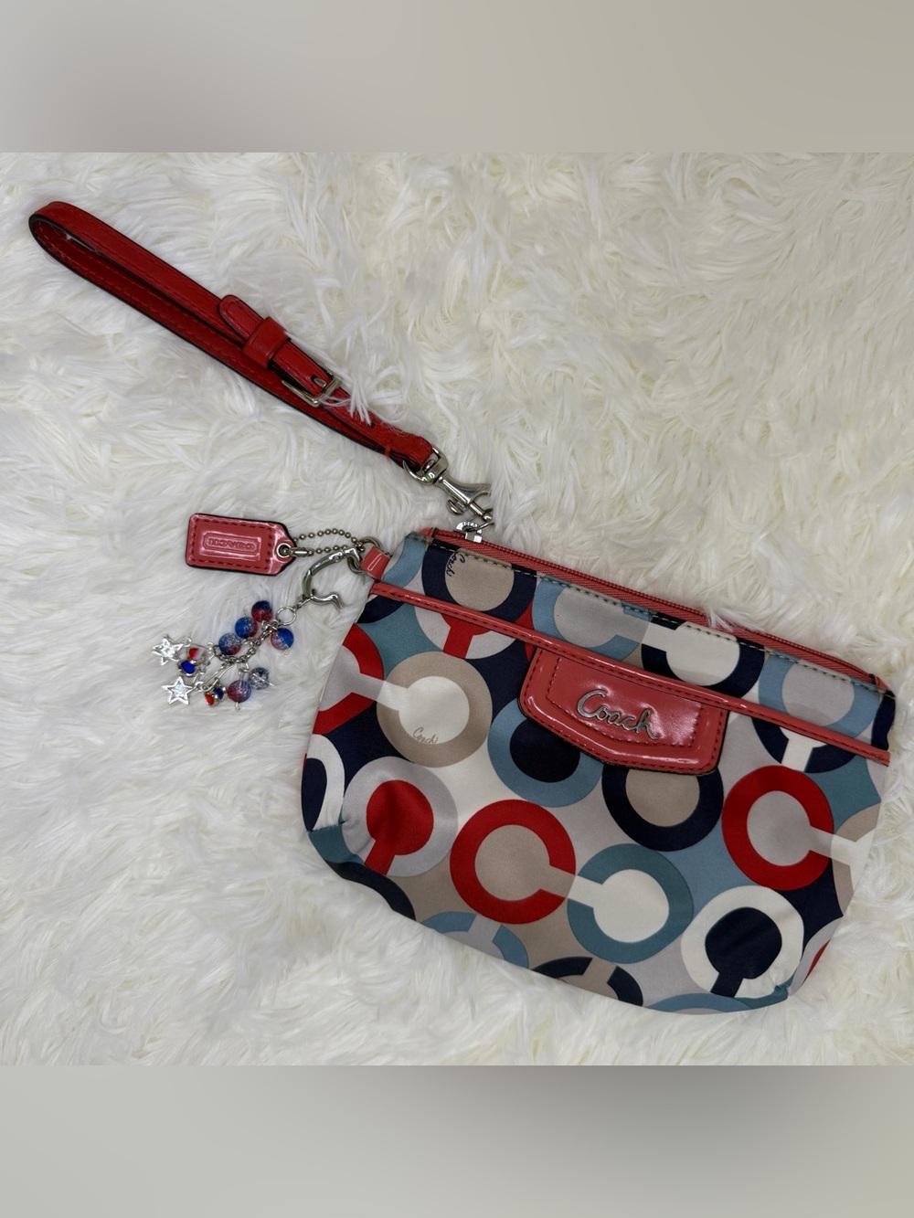 Coach Ashley Op Art scarf print wristlet